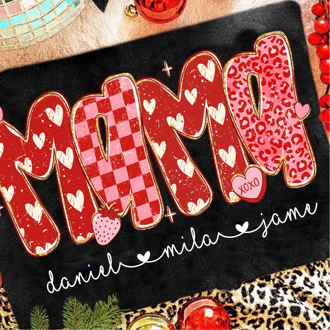 Preppy Mama Leopard Heart Valentine, Mama Mimi Grandma Grandkids