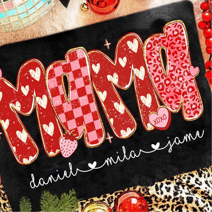 Preppy Mama Leopard Heart Valentine, Mama Mimi Grandma Grandkids