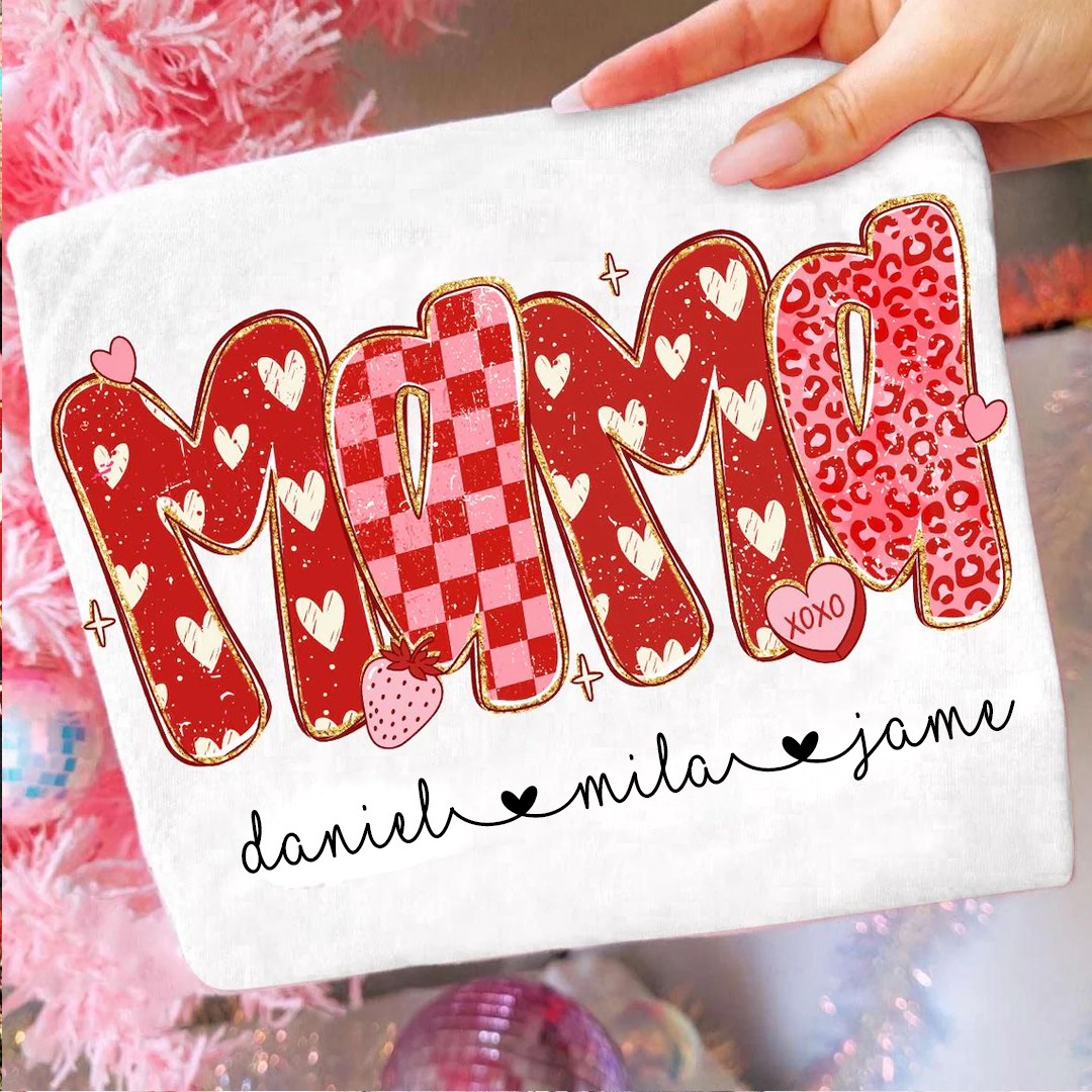 Preppy Mama Leopard Heart Valentine, Mama Mimi Grandma Grandkids