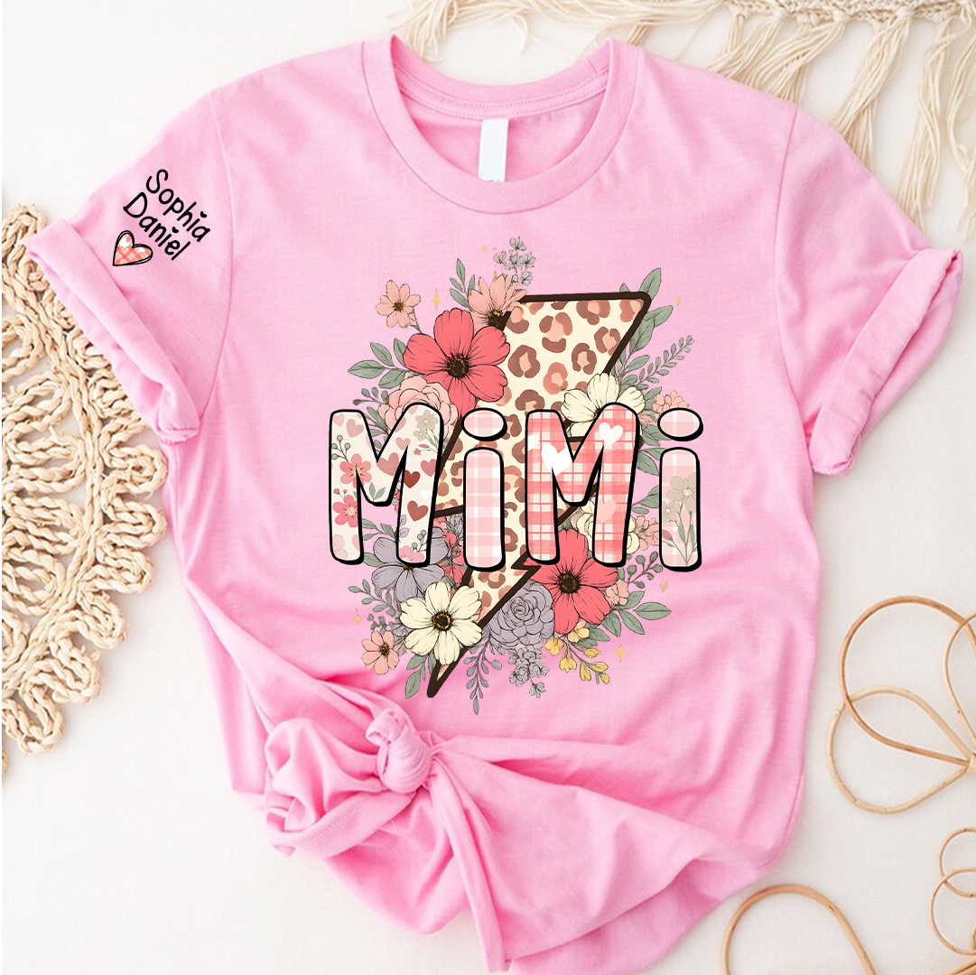 Preppy Pink Mimi, Mama Floral Leopard Mothers Day T-shirt