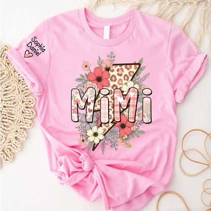 Preppy Pink Mimi, Mama Floral Leopard Mothers Day T-shirt