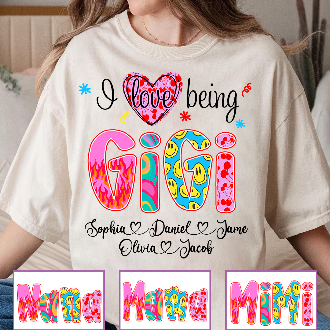 Preppy Trendy Gigi I Love Being Gigi And Grandkids Shirt