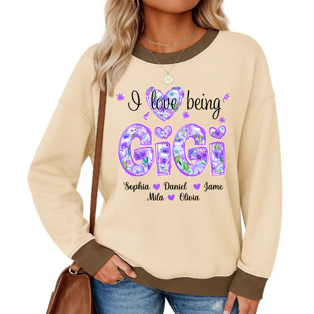 Purple Flower I Love Being Gigi And Grandkids Sweatshirt Mix