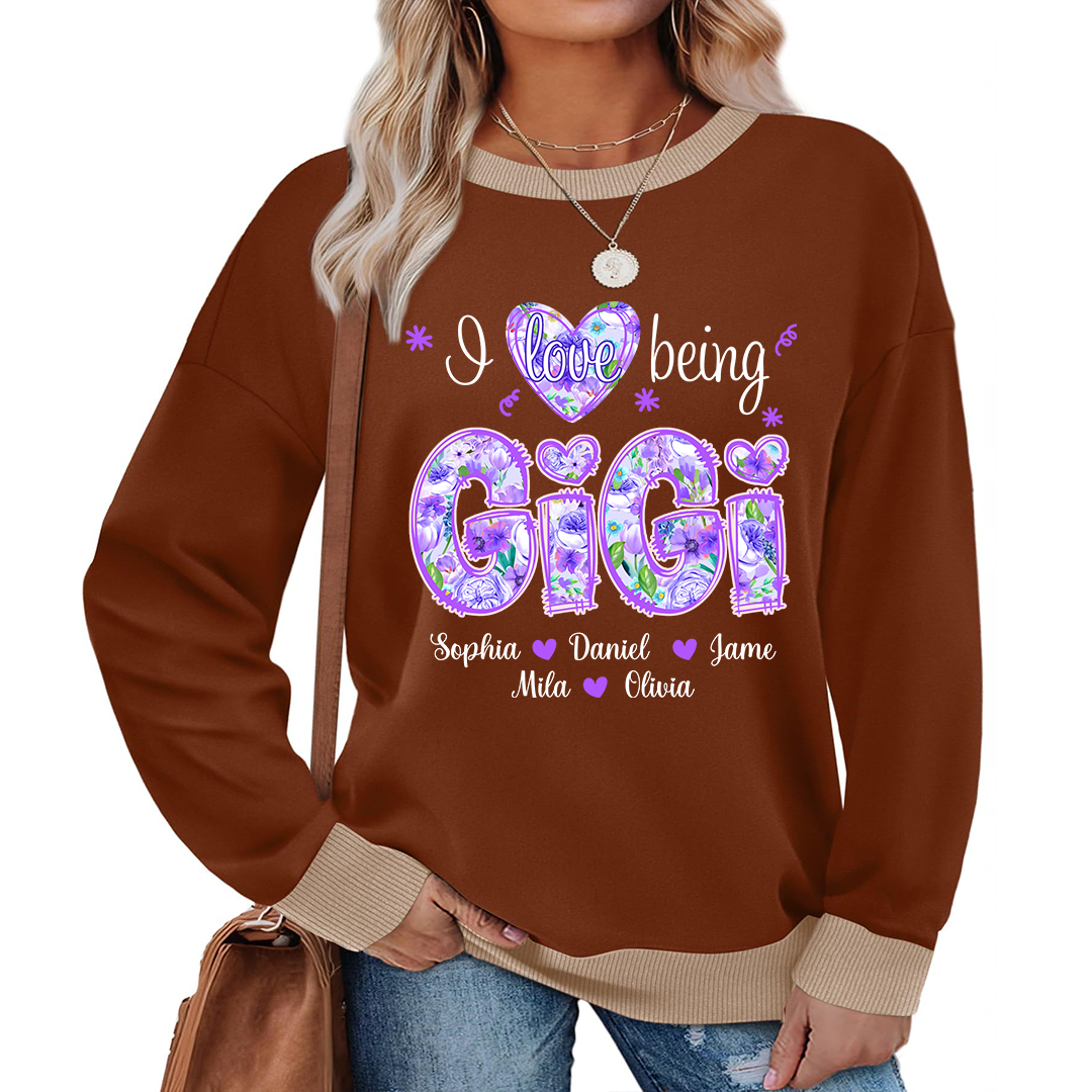 Purple Flower I Love Being Gigi And Grandkids Sweatshirt Mix