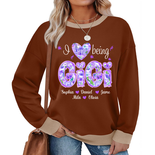 Purple Flower I Love Being Gigi And Grandkids Sweatshirt Mix