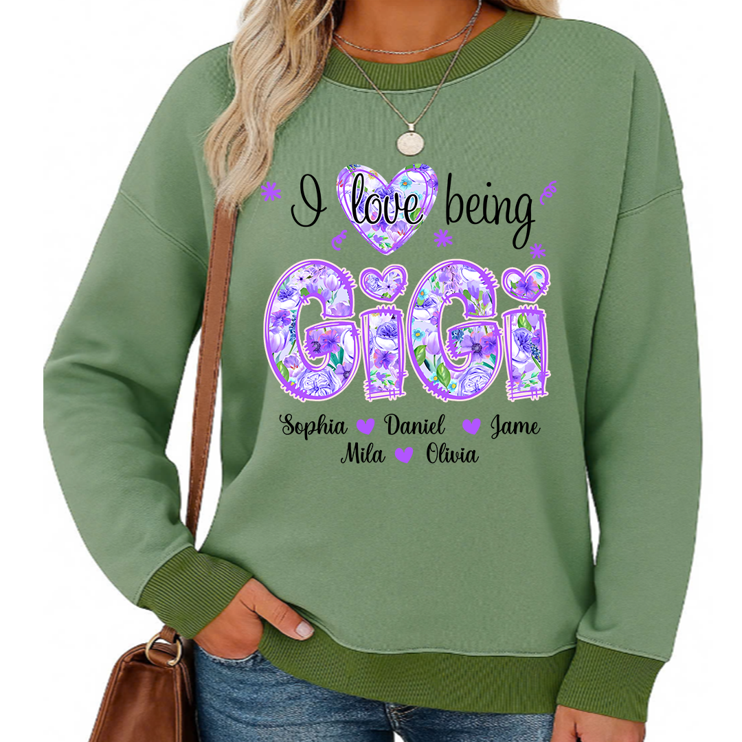 Purple Flower I Love Being Gigi And Grandkids Sweatshirt Mix