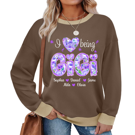 Purple Flower I Love Being Gigi And Grandkids Sweatshirt Mix