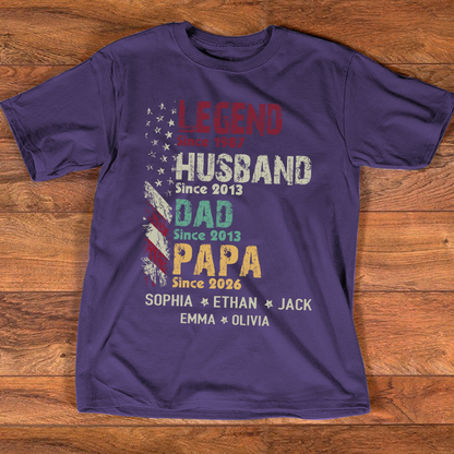 Personalized Papa Shirt with Kids Names, Legend Husband Dad Papa Since Shirt, Custom Grandpa Family T Shirt, Father's Day Gift for Papa
