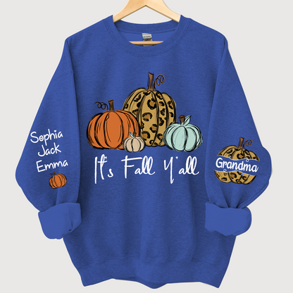 Personalized Its Fall Yall Grandma And Grandkids Pumpkin autumn CL01 Sweatshirt