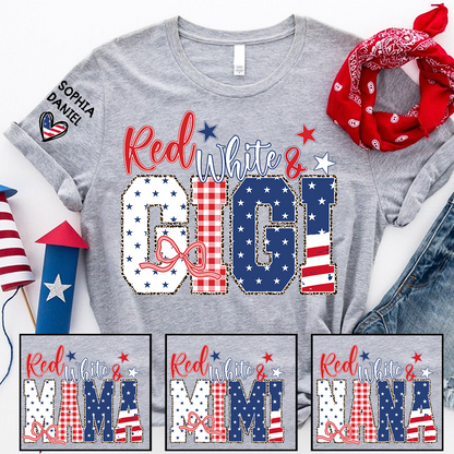 Red White and Gigi Mimi Nana Grandma, Patriotic, America 1776-2026 Freedom, Independence Day USA Gift T-Shirt