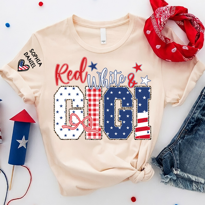 Red White and Gigi Mimi Nana Grandma, Patriotic, America 1776-2026 Freedom, Independence Day USA Gift T-Shirt