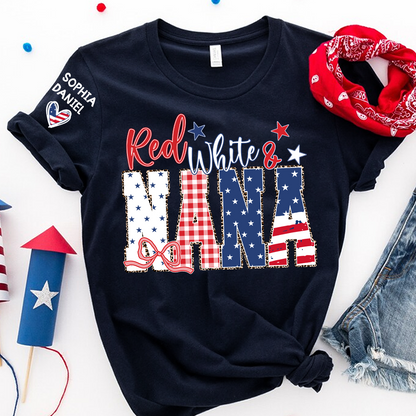 Red White and Gigi Mimi Nana Grandma, Patriotic, America 1776-2026 Freedom, Independence Day USA Gift T-Shirt
