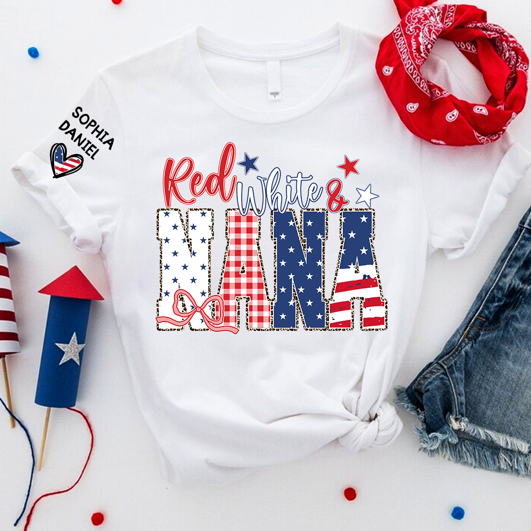 Red White and Gigi Mimi Nana Grandma, Patriotic, America 1776-2026 Freedom, Independence Day USA Gift T-Shirt