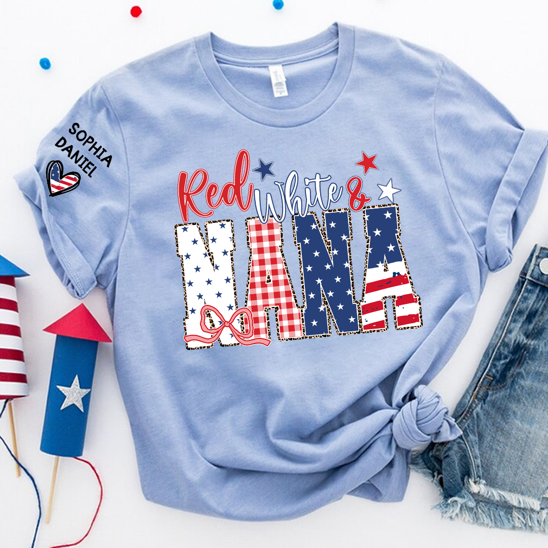 Red White and Gigi Mimi Nana Grandma, Patriotic, America 1776-2026 Freedom, Independence Day USA Gift T-Shirt