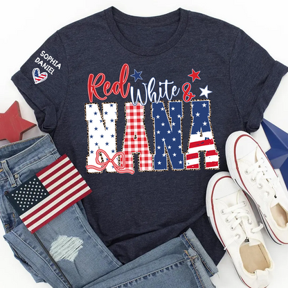 Red White and Gigi Mimi Nana Grandma, Patriotic, America 1776-2026 Freedom, Independence Day USA Gift T-Shirt