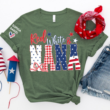 Red White and Gigi Mimi Nana Grandma, Patriotic, America 1776-2026 Freedom, Independence Day USA Gift T-Shirt