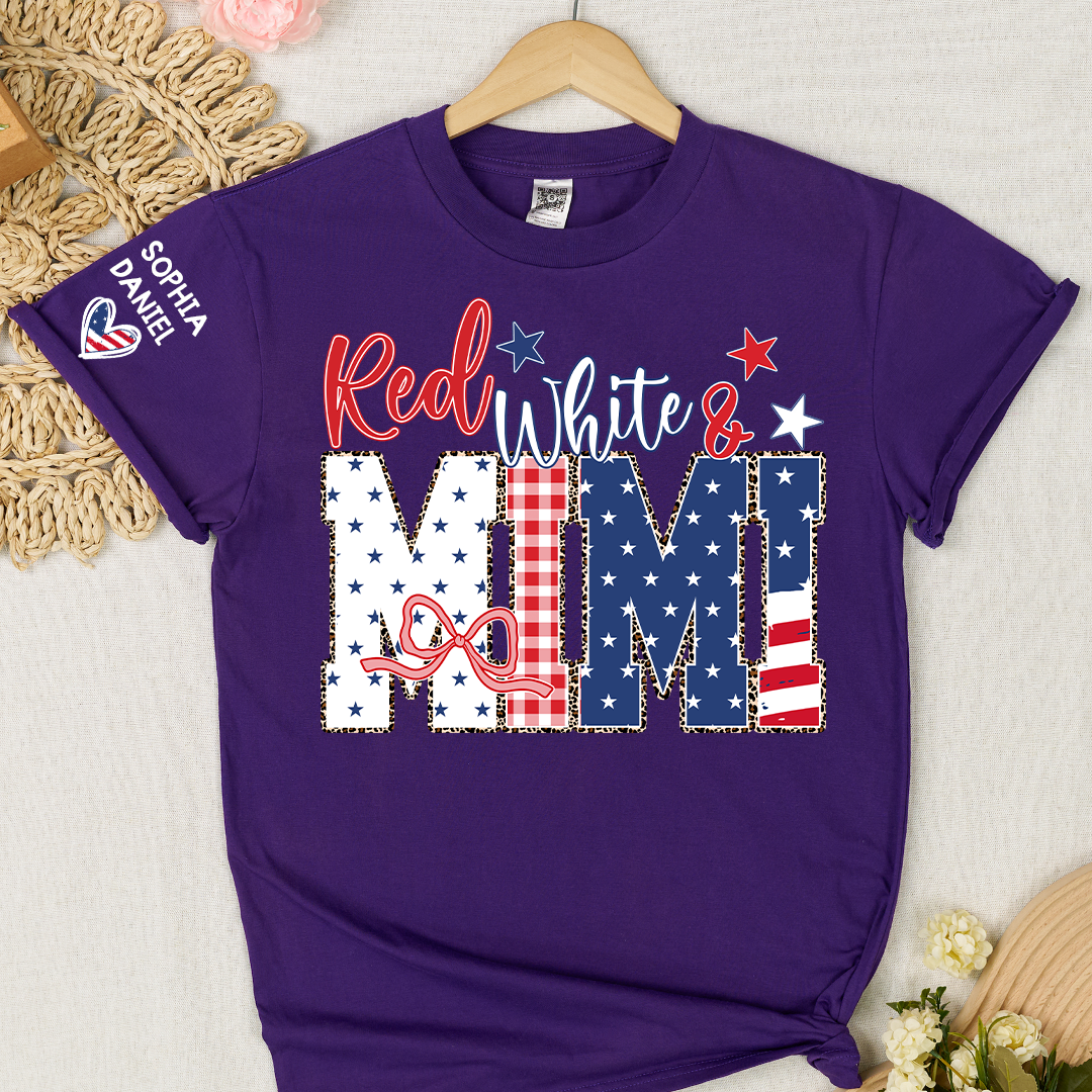 Red White and Gigi Mimi Nana Grandma, Patriotic, America 1776-2026 Freedom, Independence Day USA Gift T-Shirt