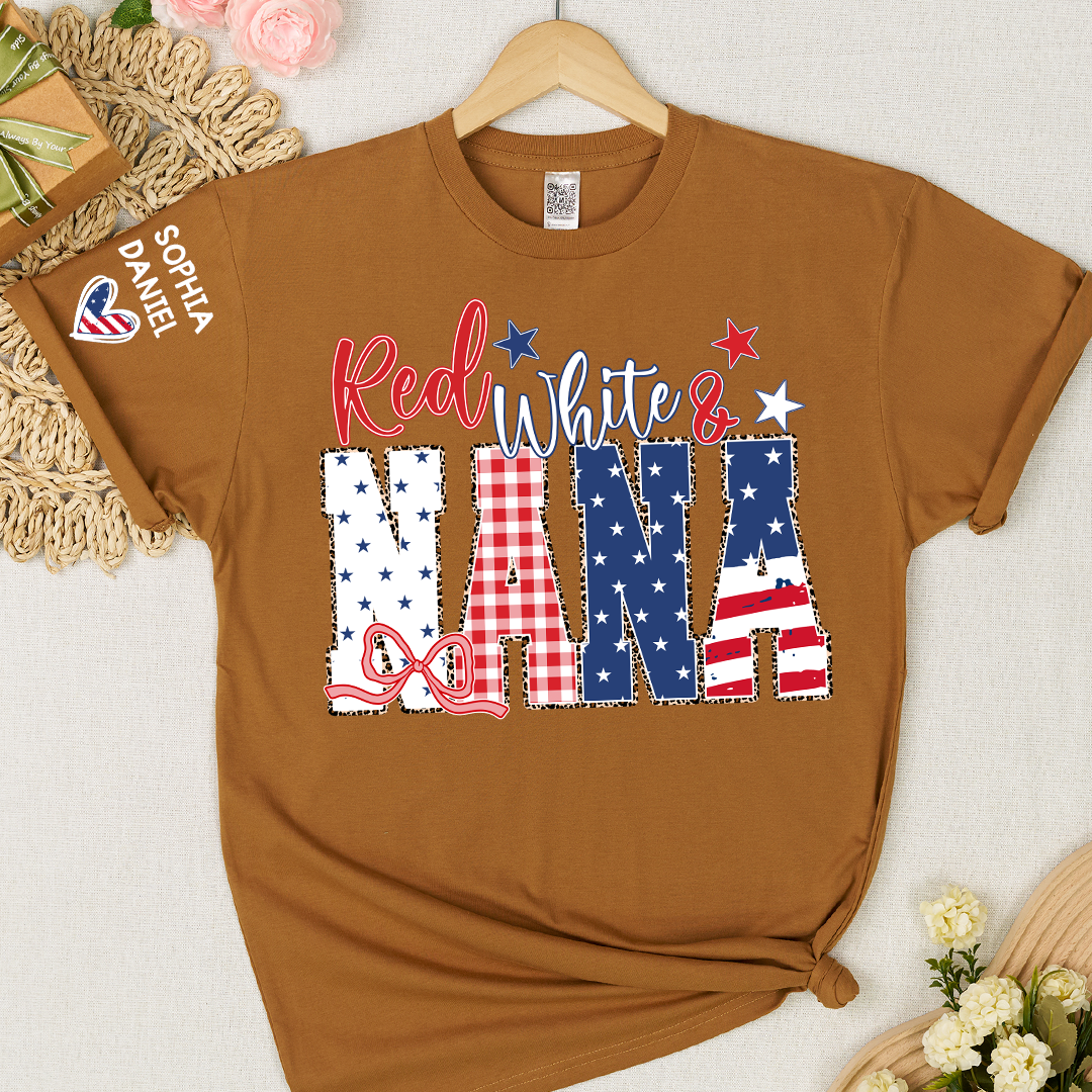 Red White and Gigi Mimi Nana Grandma, Patriotic, America 1776-2026 Freedom, Independence Day USA Gift T-Shirt