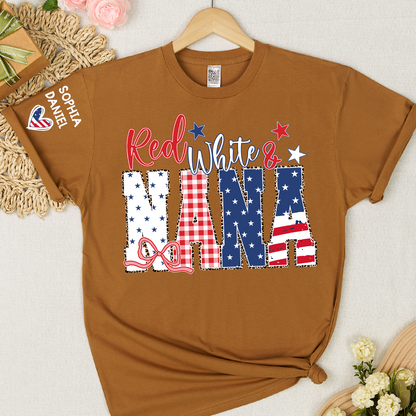Red White and Gigi Mimi Nana Grandma, Patriotic, America 1776-2026 Freedom, Independence Day USA Gift T-Shirt