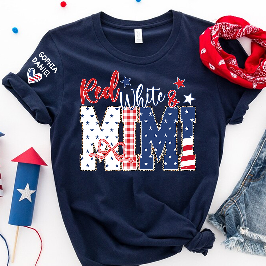 Red White and Gigi Mimi Nana Grandma, Patriotic, America 1776-2026 Freedom, Independence Day USA Gift T-Shirt