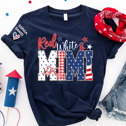 Red White and Gigi Mimi Nana Grandma, Patriotic, America 1776-2026 Freedom, Independence Day USA Gift T-Shirt