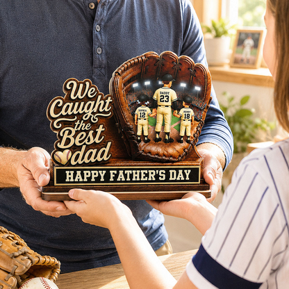 We Caught The Best Dad Dad & Kids In Glove - Personalized