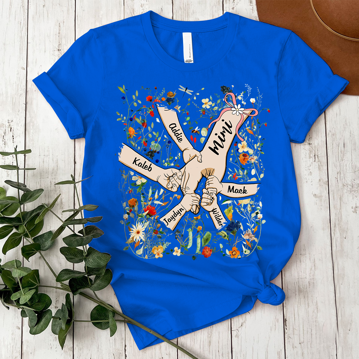 Custom Mimi Hand Flower Full Shirt, Personalized Nickname And Grandkids, Gift For Mother's Day