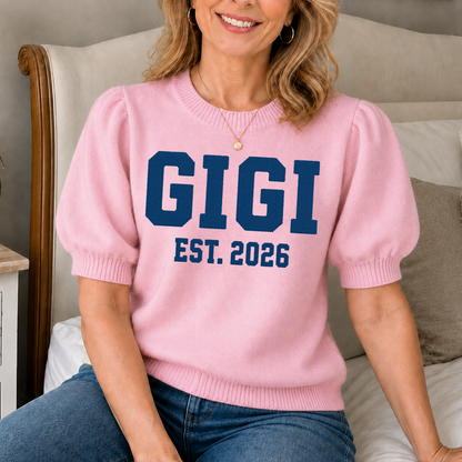 Personalized Mimi EST. 2026 Knit Sweater – Custom Name Cozy Crewneck Pullover Gift