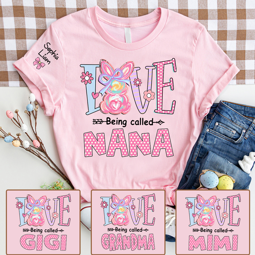 Personalized Nana Bunny Shirt For Easter, Custom Grandma Shirt With Kids Names