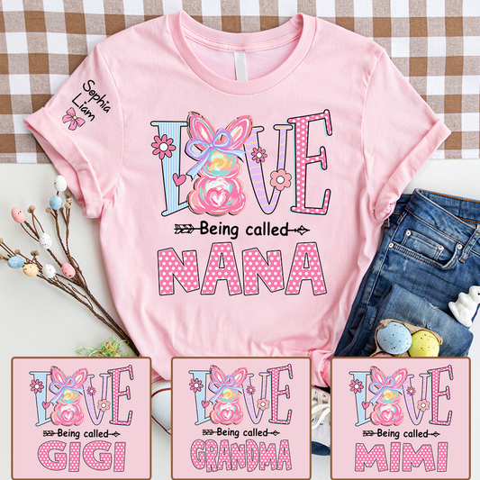 Personalized Nana Bunny Shirt For Easter, Custom Grandma Shirt With Kids Names