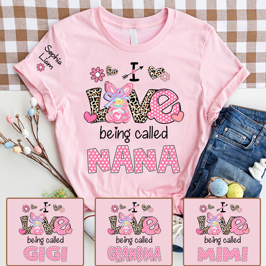 I Love Being Called Nana Shirt, Cute Nana T Shirt With Bunny And Floral Graphic