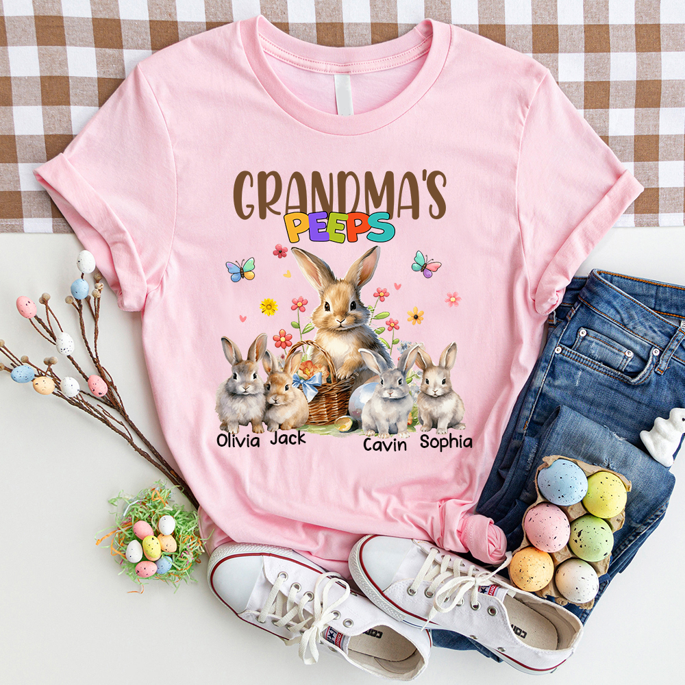 Personalized Easter Grandma's Peeps Shirt, Custom Nickname With Grandkids Shirt for Easter Day, Easter Bunny Grandma Shirt