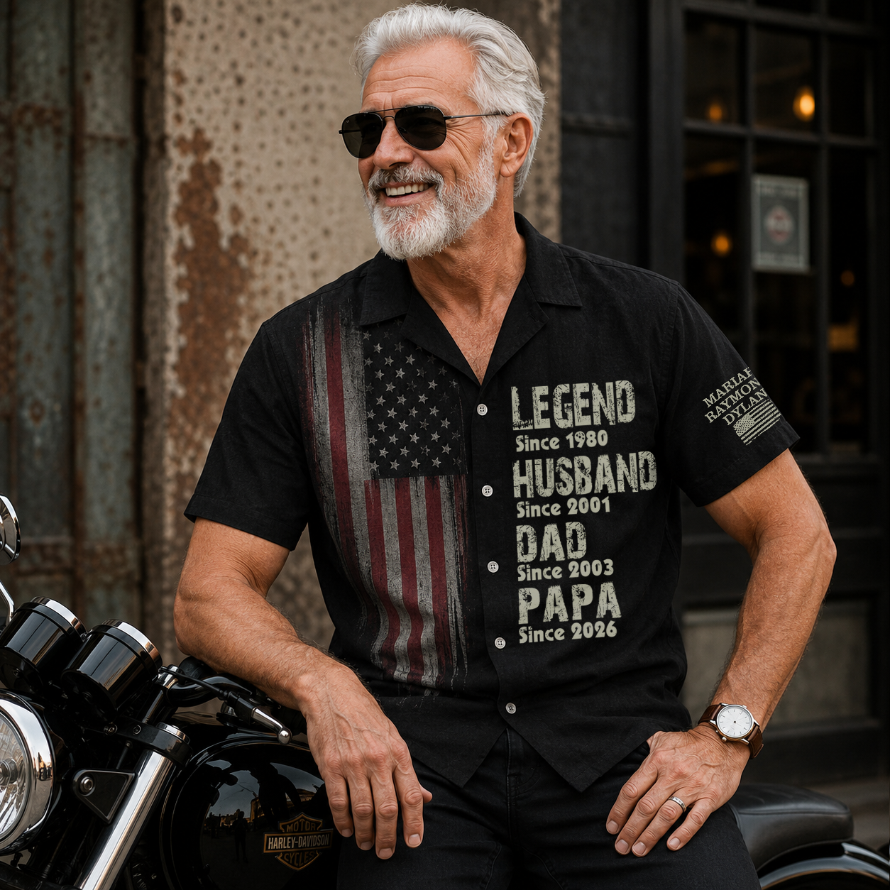 Personalized Legend Husband Dad Papa Custom Hawaiian Shirt, Patriotic American Flag Shirt, Father's Day Gift for Grandpa Hawaiian
