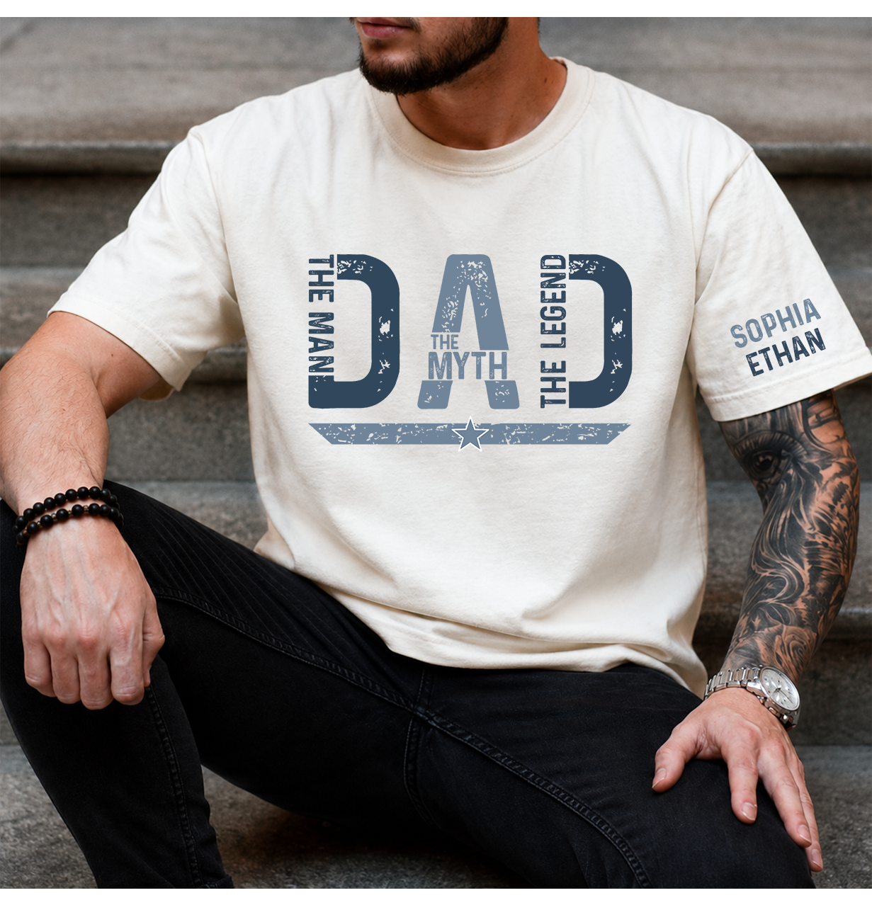 The Man The Myth The Legend Dad T-Shirt – Personalized Custom Name Gift for Dad Daddy Papa