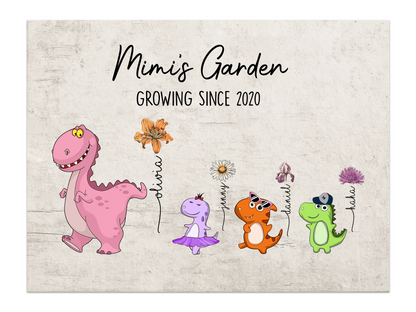 Nana's Garden Nana And Kids Saurus  Poster