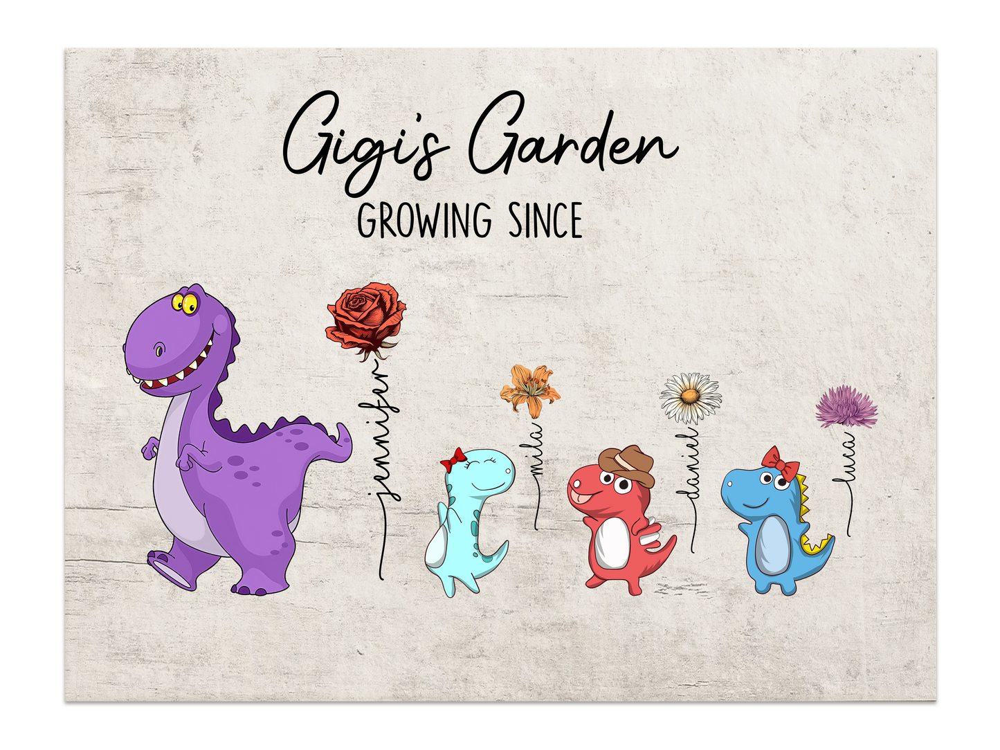 Nana's Garden Nana And Kids Saurus  Poster