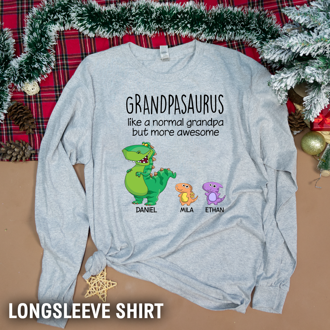 Customized Papasaurus Like A Normal Grandpa But More Awesome. Custom Name Papa And Kids, Gift Hoodie