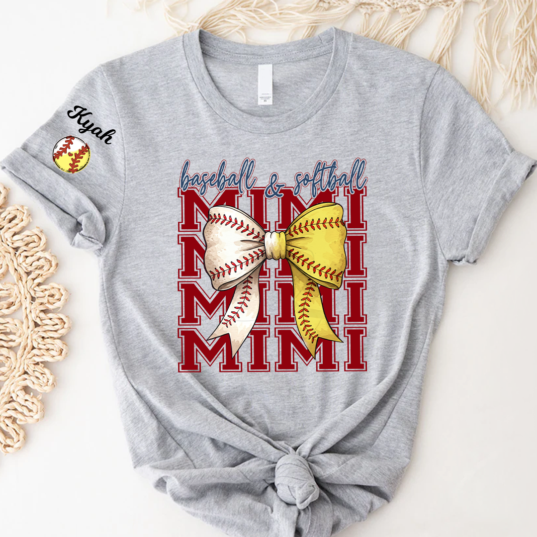 Baseball Softball Game Day Nana Gigi Grandma and Grandkids Personalized T-shirt