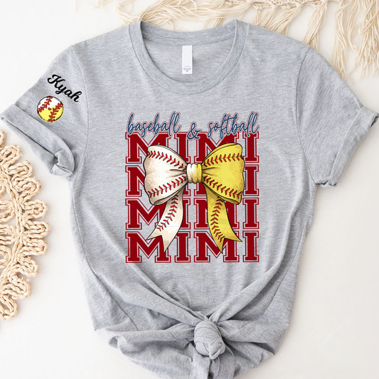 Baseball Softball Game Day Nana Gigi Grandma and Grandkids Personalized T-shirt