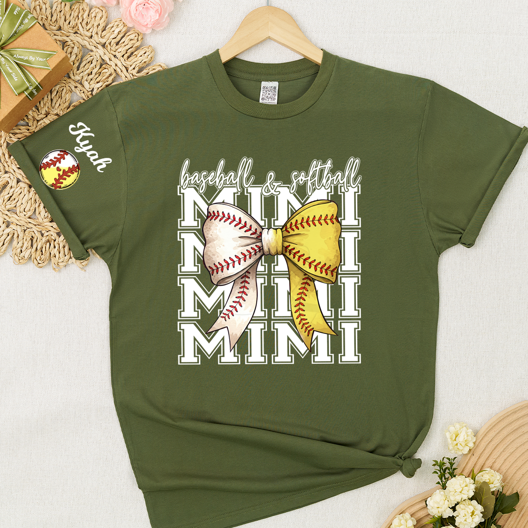 Baseball Softball Game Day Nana Gigi Grandma and Grandkids Personalized T-shirt