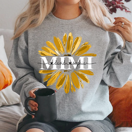 Mimi Yellow Daisy Flower With Grandkids Sweatshirt