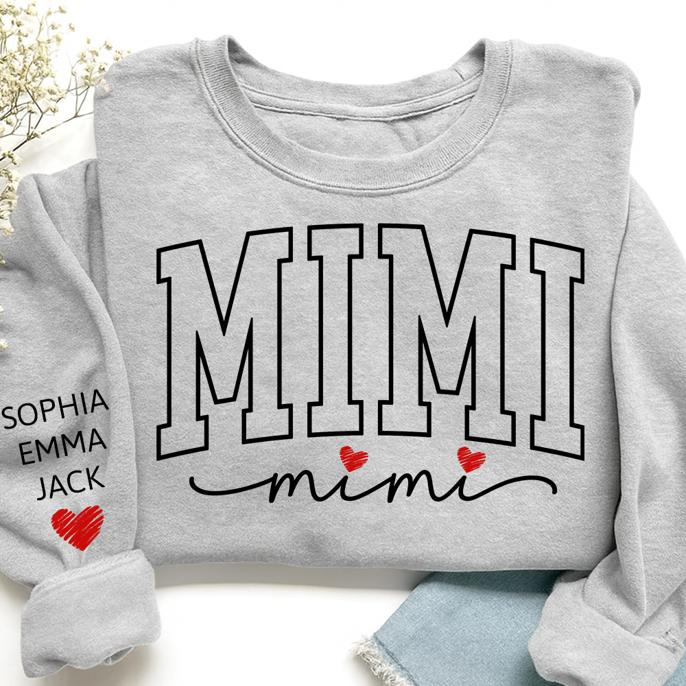 Personalized Mimi And Grandkids Heart Sweatshirt