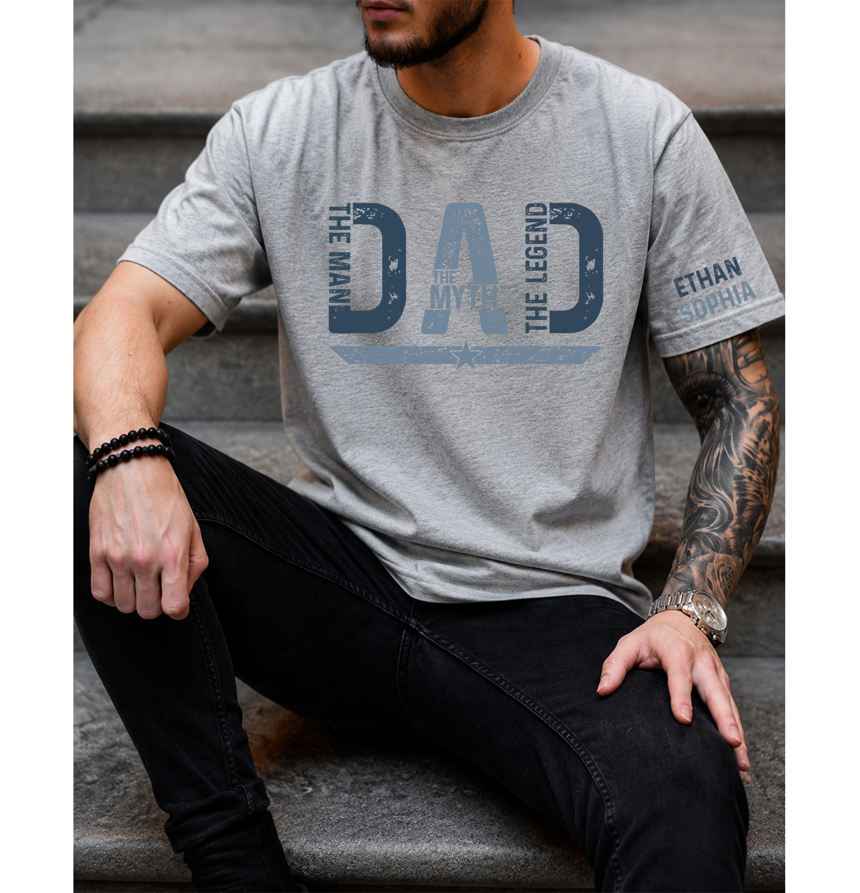 The Man The Myth The Legend Dad T-Shirt – Personalized Custom Name Gift for Dad Daddy Papa