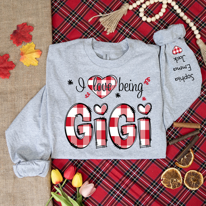 I love being Grandma Buffalo Plaid And Grandkids 2024 Longsleeve