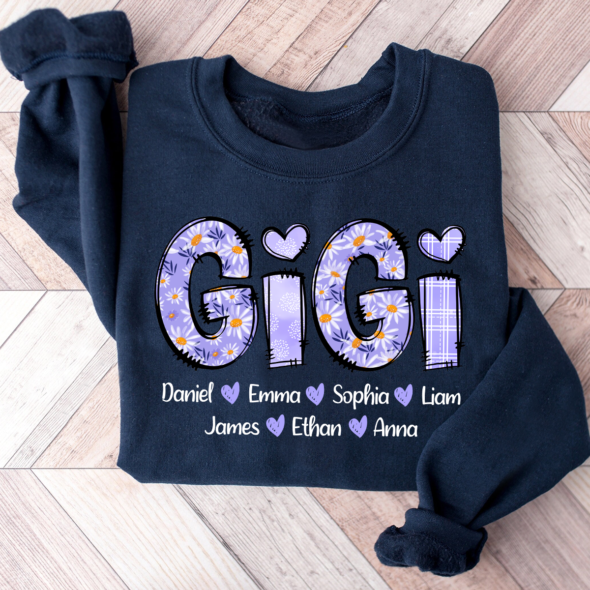 Custom Gigi Purple Daisy With Grandkids Sweatshirt