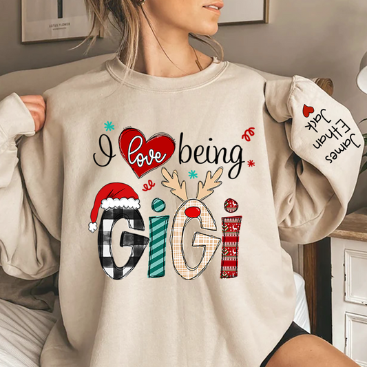 Christmas I love being Gigi Claus Sweatshirt, Merry Christmas Nana Sweatshirt, Custom Grandma Claus Christmas