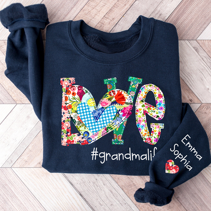 Love Grandma Life Floral Color And Kids Sweatshirt