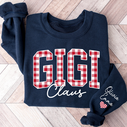 Custom Gigi Claus Red Caro Christmas With Kids Sweatshirt