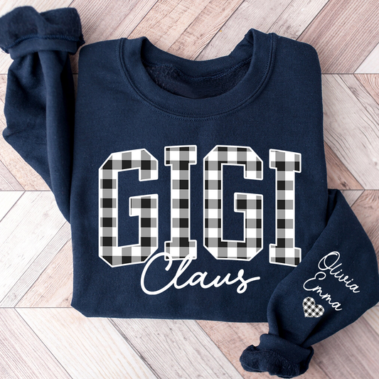 Custom Gigi Claus White Caro Christmas With Kids Sweatshirt