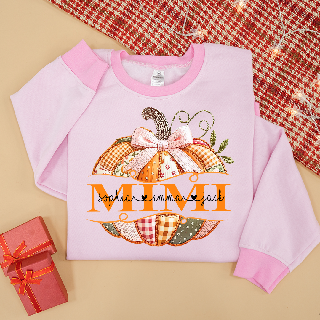 Gigi Pumpkin with Grandkids Names – Fall Gift for Grandma Sweatshirt